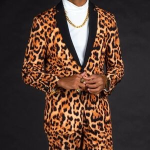 Shinesty The Fastest Finishers Leopard Print Suit Jacket 50 Pants 38x35